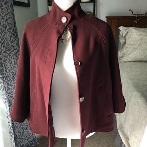 H&M Button Front Burghundy Poncho